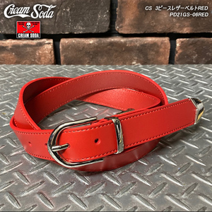 CREAM SODA/クリームソーダ　◆レザーベルト◆　◆RED◆　本革ベルト　PD21GS-06RED　原宿ピンクドラゴン　ブラックキャッツ