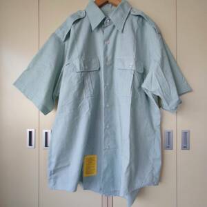 DSCP(米軍への衣料供給機関) アメリカブランド古着 ミリタリーワークシャツ半袖 綿混 エメラルドグリーンorカーキグリーンL 　818-6G1006