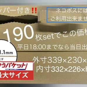 ●190枚セット●ジッパー付き段ボール箱 ●ゆうパケット最大●Ａ4スッポリサイズ●【平日18時までなら当日出荷】