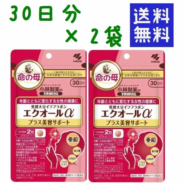 小林製薬 発酵大豆イソフラボン エクオールα プラス美容サポート 60日分 ★平日毎日発送★ 命の母