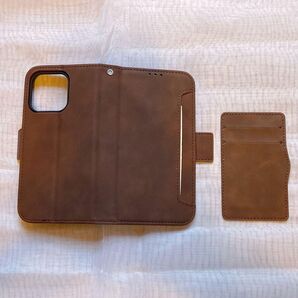 一点限り!iPhone14pro ケース手帳型 PUレザー素材 カバーブラウン 手帳型 カード収納 iPhone 茶色 ブラウン