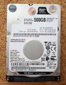 内蔵ハードディスク 2.5インチ HDD SATA 500GB 7,200rpm　Western Digital／WD Black/ウエスタン デジタル