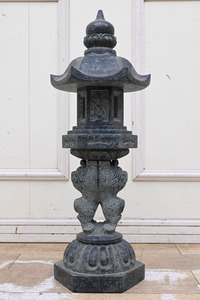 EQ01 stone light . Japan garden old Japanese-style house two feather ornament put light . light . blue stone green stone 