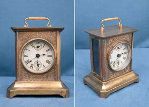 Q141 アンティーク 古い 機械式 アナログ ゼンマイ式 目覚まし時計 置時計 置き時計