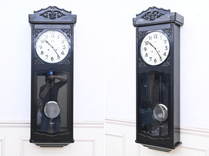 GQ13 昭和レトロ 大型 明治 Meiji 木製 アンティーク 機械式 アナログ ゼンマイ式 掛け時計 掛時計 手巻き 柱時計