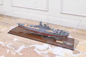GQ411 super-beauty goods precise battleship Yamato 1/350 final product total length 75cm Ginza country writing pavilion brass plate acrylic fiber showcase attaching 