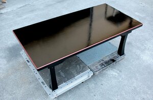 テーブル おりたたみテーブル 机 四脚 W900×D450×H320[mm] 黒 赤縁 ブラック レッド 木材 木 折り畳み 収納式 (4)