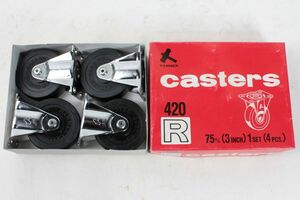 [未使用品] HAMMER ハンマーキャスター 420R 75mm 1箱 4個入 ゴム車 平付固定 ③