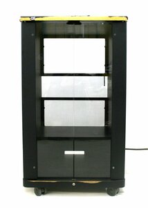 [ with translation ]OS wooden la crack mount system audio rack glass door with casters .