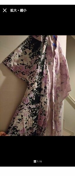 浴衣　黒紫　半々　　花柄