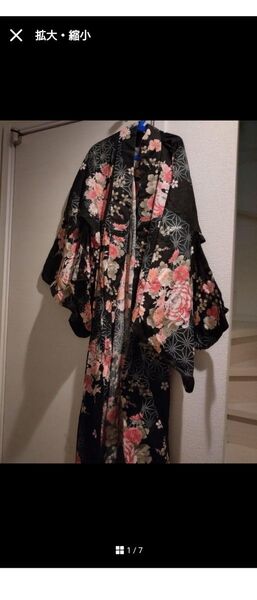 浴衣 マルイ 黒地 花柄