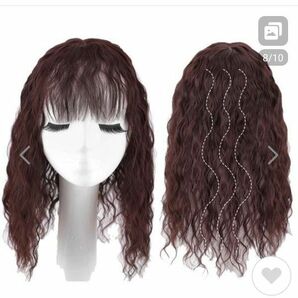 ヘアトップピース ソバージュ 部分ウィッグ つむじ付き ヘアピース 前髪ウィッグ 