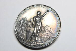 大型メダル！◆スイス射撃祭　１８９２年　グラールス記念銀メダル　ナイストーン（未使用）即決！