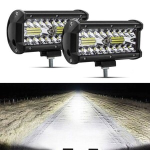 LED ワークライト 作業灯 12V/24V 兼用 120W 6000K 防水 デッキライト 投光器 前照灯 集魚灯 車幅灯 照明 トラック 2個セット 03