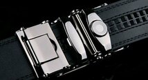 ビジネスベルト メンズ 本革 レザー GENUINE LEATHER ベルト メンズ サイズ調整可能 7992060 ブラック 138cm 新品 1円 スタート_画像3