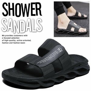  sandals men's shower sandals shoes pool resort present gift Father's day 7987377 40~41(25.0~25.5) black new goods 1 jpy start 