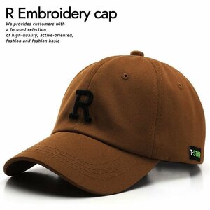 キャップ 帽子 メンズ レディース R アール 刺繍 シンプル 新品 1円 スタート 9009978 I-6 ブラウン