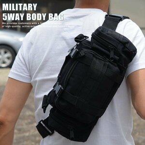 5WAY body bag men's shoulder bag sakoshu military camp outdoor airsoft 7999489 black new goods 1 jpy start 
