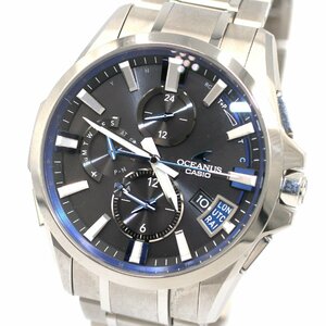 1円 稼働 美品 箱付 CASIO カシオ OCEANUS オシアナス OCW-G2000 ソーラー電波 QZ デイデイト クロノグラフ 黒文字盤 腕時計 365020240514