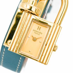 1円 稼働 HERMES エルメス ケリーウォッチ KE1.201 QZ クオーツ ゴールド 金文字盤 GP 女性用 腕時計 レディース ブランド 235320240326