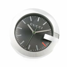 1円 稼働 美品 箱/保証書付 GUCCI グッチ 210 テーブルクロック 置き時計 Gラウンド Gリング QZ クオーツ 黒文字盤 腕時計 361420240514_画像1