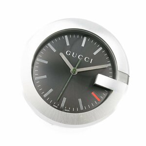 1円 稼働 美品 箱/保証書付 GUCCI グッチ 210 テーブルクロック 置き時計 Gラウンド Gリング QZ クオーツ 黒文字盤 腕時計 361420240514