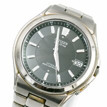 1円 稼働 CITIZEN シチズン ATTESA シチズン アテッサ エコドライブ H110-T011331 電波ソーラー QZ デイト 黒文字盤 腕時計 257320240402_画像1