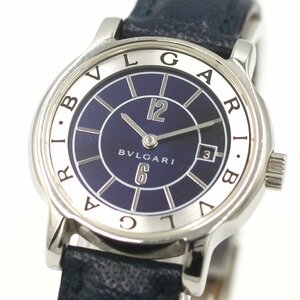 1 иен работа прекрасный товар BVLGARI BVLGARY Solotempo ST29S QZ кварц Date синий голубой циферблат SS женские наручные часы раунд 363620240514