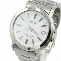 1円 稼働 良品 SEIKO SOLAR セイコー ソーラー 7B52-0AF0 電波ソーラー QZ デイト 3針 白文字盤 メンズ 腕時計 ラウンド 356320240514_画像1