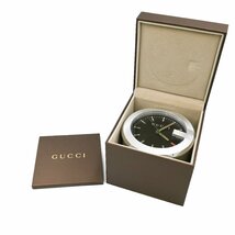 1円 稼働 美品 箱/保証書付 GUCCI グッチ 210 テーブルクロック 置き時計 Gラウンド Gリング QZ クオーツ 黒文字盤 腕時計 361420240514_画像7