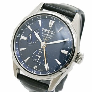 1円 稼働 SEIKO セイコー 6R64-00E0 SARF013 プレザージュ オーシャントラベラー GMT AT ネイビー文字盤 メンズ 男性用腕時計 315920240423