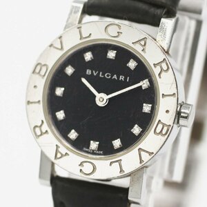 1円 稼働 BVLGARI ブルガリブルガリ BB23SL 12Pダイヤ QZ クオーツ 黒文字盤 SS レディース 腕時計 女性用 ラウンド ブランド 363820240514