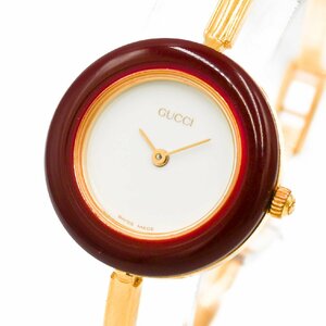 1 иен работа GUCCI Gucci перемена оправа 11/12.2 браслет часы QZ кварц белый циферблат Gold GP женские наручные часы 344120240507