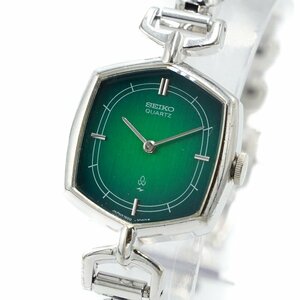 1円 稼働 SEIKO セイコー 16-5980 QZ クオーツ グリーン 緑文字盤 SS 腕時計 レディース ウォッチ ブランド 382420240521