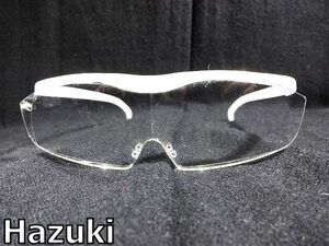 X4E022■ ハズキルーペ Hazuki ラージ 日本製 １．６Ｘ 鼻パッドナシ ホワイトピンクラメ ルーペ 拡大鏡 リーディンググラス メガネ 眼鏡