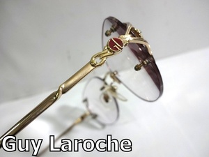 X4E024■ ギラロッシュ Guy Laroche 日本製 ツーポイント ゴールド色デザイン ブルーライトカットレンズ PC メガネ 眼鏡 メガネフレーム