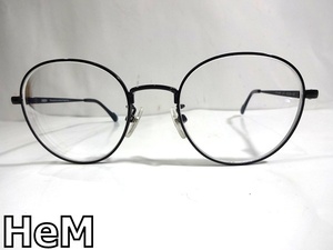 X4E027■本物■ ヘム HeM ブラック ブルーライトカットレンズ PC メガネ 眼鏡 メガネフレーム