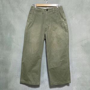 E.TAUTZ イートウツ CORE FIELD TROUSERS CHINO ミリタリー ワイド チノパンツ トラウザーズ size.W28 アーミーグリーン ※使用感あり