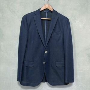 美品 23区HOMME 清涼 背裏なし ポリレーヨン ストレッチ ジャージー 2B テーラードジャケット size.46 (L) ネイビー 大きいサイズ