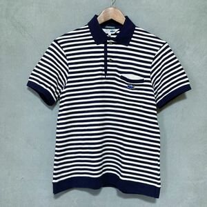 LACOSTE ラコステ Exclusive Edition フランス企画 コットン 鹿の子 ボックスシルエット ボーダー ポロシャツ size.3 (M) ネイビー 総柄