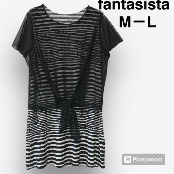 fantasista レイヤード風 半袖 チュニック ワンピ　M - L