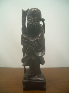 ◆七福神 福禄寿 縁起物 置物 オブジェ 木製 木彫り 台湾製 　　