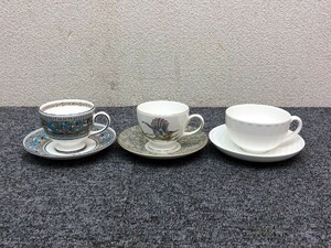 ⑤ WEDGWOOD ウエッジウッド カップ＆ソーサー 3点 フロレンティーンターコイズ ハミングバード ナイト＆デイ ブランド 食器[D07]