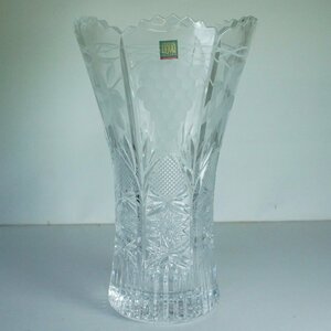 中古 HOYA クリスタルガラス 花瓶 高さ25cm 直径15cm 厚さ6mm 使用感少しあり