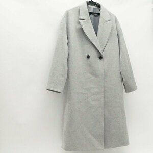 中古 美品 K.T KIYOKO TAKASE ウールコート 毛100% 9号 グレー 01-99WW01 襟裏側ボタン サイドポケットあり