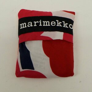 美品 マリメッコ バッグ marimekko ナイロン スマートバッグ エコバッグ 折り畳み 赤 レッド