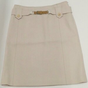 中古 美品 マックスマーラ MaxMara ウールスカート ウール100% サイズ42 アイボリーベージュ系 ベルト付き 金具にキズ くすみあり