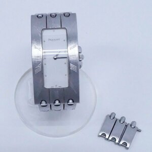  used pekiniePEQUIGNET men's wristwatch silver square white face 5770313 Switzerland made operation goods 1 koma attaching 