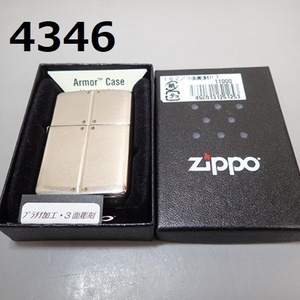 AC-4346◆ジッポー　ZIPPO アーマーケース　プラチナ加工　３面彫刻　火花OK　中古 20240517