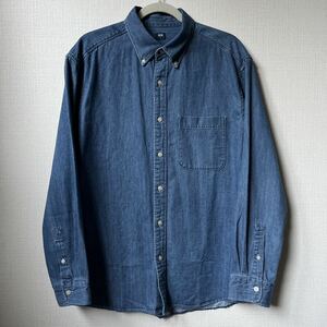 【美品】【試着のみ】ユニクロ UNIQLOデニムシャツ 長袖 L